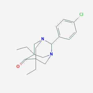 molecular formula C18H23ClN2O B290248 2-(4-Chlorophenyl)-5,7-diethyl-1,3-diazatricyclo[3.3.1.1~3,7~]decan-6-one 