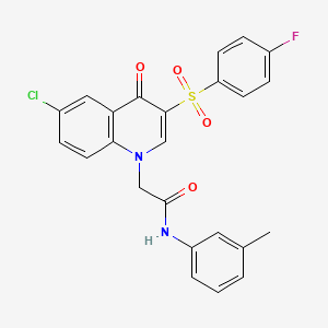 molecular formula C24H18ClFN2O4S B2902480 2-[6-chloro-3-(4-fluorophenyl)sulfonyl-4-oxoquinolin-1-yl]-N-(3-methylphenyl)acetamide CAS No. 866808-69-7