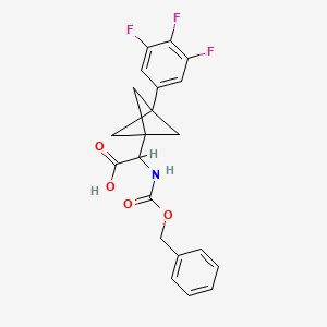 molecular formula C21H18F3NO4 B2902488 2-(Phenylmethoxycarbonylamino)-2-[3-(3,4,5-trifluorophenyl)-1-bicyclo[1.1.1]pentanyl]acetic acid CAS No. 2287261-53-2