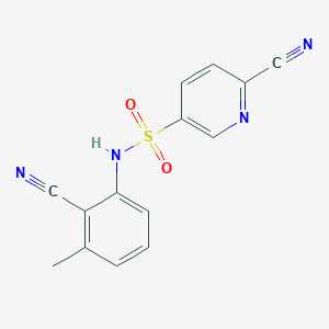 molecular formula C14H10N4O2S B2902490 6-Cyano-N-(2-cyano-3-methylphenyl)pyridine-3-sulfonamide CAS No. 1465368-84-6