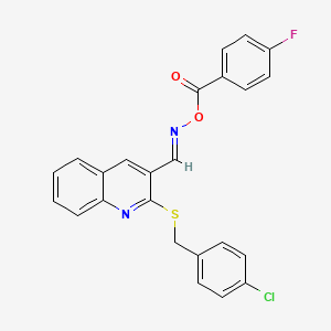 (E)-[(2-{[(4-chlorophenyl)methyl]sulfanyl}quinolin-3-yl)methylidene]amino 4-fluorobenzoate