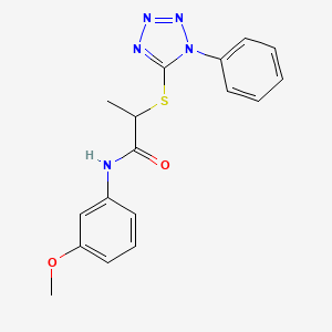 molecular formula C17H17N5O2S B2902492 N-(3-methoxyphenyl)-2-[(1-phenyl-1H-tetrazol-5-yl)sulfanyl]propanamide CAS No. 887346-72-7