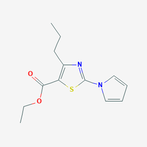 molecular formula C13H16N2O2S B2902495 ethyl 4-propyl-2-(1H-pyrrol-1-yl)-1,3-thiazole-5-carboxylate CAS No. 1710661-68-9