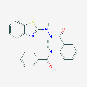 molecular formula C21H16N4O2S B290250 N-(2-{[2-(1,3-benzothiazol-2-yl)hydrazino]carbonyl}phenyl)benzamide 