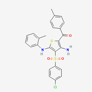 (3-Amino-4-((4-chlorophenyl)sulfonyl)-5-(o-tolylamino)thiophen-2-yl)(p-tolyl)methanone