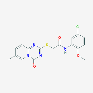 molecular formula C17H15ClN4O3S B2902507 N-(5-chloro-2-methoxyphenyl)-2-(7-methyl-4-oxopyrido[1,2-a][1,3,5]triazin-2-yl)sulfanylacetamide CAS No. 896326-18-4