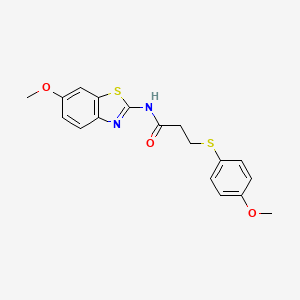 molecular formula C18H18N2O3S2 B2902508 N-(6-methoxybenzo[d]thiazol-2-yl)-3-((4-methoxyphenyl)thio)propanamide CAS No. 942006-76-0