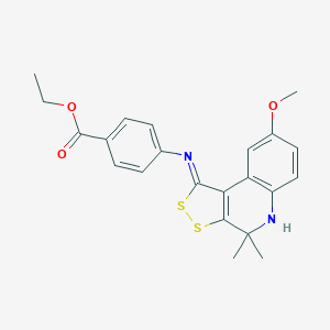 ethyl 4-{[(1Z)-8-methoxy-4,4-dimethyl-4,5-dihydro-1H-[1,2]dithiolo[3,4-c]quinolin-1-ylidene]amino}benzoate