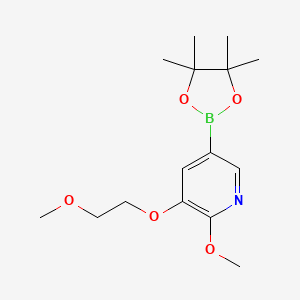 molecular formula C15H24BNO5 B2902511 2-Methoxy-3-(2-methoxyethoxy)-5-(tetramethyl-1,3,2-dioxaborolan-2-yl)pyridine CAS No. 2377609-09-9