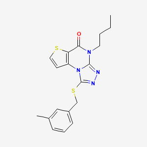 molecular formula C19H20N4OS2 B2902520 4-butyl-1-((3-methylbenzyl)thio)thieno[2,3-e][1,2,4]triazolo[4,3-a]pyrimidin-5(4H)-one CAS No. 1189444-46-9