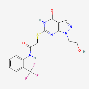 2-((1-(2-hydroxyethyl)-4-oxo-4,5-dihydro-1H-pyrazolo[3,4-d]pyrimidin-6-yl)thio)-N-(2-(trifluoromethyl)phenyl)acetamide