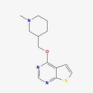 molecular formula C13H17N3OS B2902527 1-Methyl-3-({thieno[2,3-d]pyrimidin-4-yloxy}methyl)piperidine CAS No. 2199869-36-6