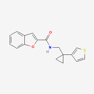molecular formula C17H15NO2S B2902528 N-[(1-Thiophen-3-ylcyclopropyl)methyl]-1-benzofuran-2-carboxamide CAS No. 2415601-27-1