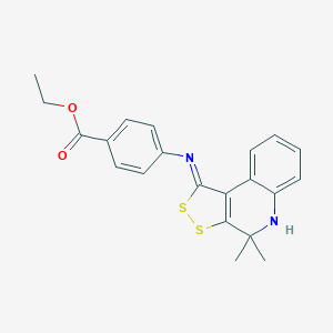 molecular formula C21H20N2O2S2 B290253 ethyl 4-[(4,4-dimethyl-4,5-dihydro-1H-[1,2]dithiolo[3,4-c]quinolin-1-ylidene)amino]benzoate 