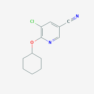 molecular formula C12H13ClN2O B2902537 5-Chloro-6-(cyclohexyloxy)pyridine-3-carbonitrile CAS No. 1803597-56-9