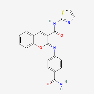 (2Z)-2-[(4-carbamoylphenyl)imino]-N-(1,3-thiazol-2-yl)-2H-chromene-3-carboxamide