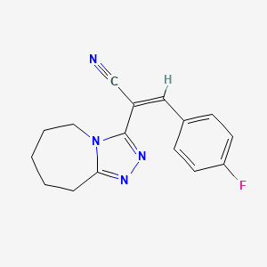 molecular formula C16H15FN4 B2902545 (Z)-3-(4-fluorophenyl)-2-(6,7,8,9-tetrahydro-5H-[1,2,4]triazolo[4,3-a]azepin-3-yl)acrylonitrile CAS No. 1322213-52-4