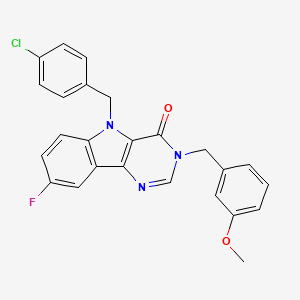 molecular formula C25H19ClFN3O2 B2902555 5-(4-chlorobenzyl)-8-fluoro-3-(3-methoxybenzyl)-3H-pyrimido[5,4-b]indol-4(5H)-one CAS No. 1215558-50-1
