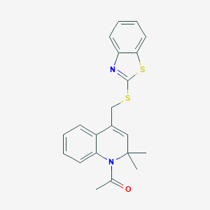 molecular formula C21H20N2OS2 B290256 1-{4-[(1,3-benzothiazol-2-ylsulfanyl)methyl]-2,2-dimethylquinolin-1(2H)-yl}ethanone 