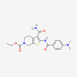 molecular formula C20H24N4O4S B2902582 ethyl 3-carbamoyl-2-(4-(dimethylamino)benzamido)-4,5-dihydrothieno[2,3-c]pyridine-6(7H)-carboxylate CAS No. 920455-22-7