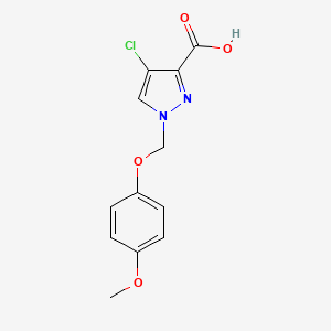 molecular formula C12H11ClN2O4 B2902604 4-Chloro-1-[(4-methoxyphenoxy)methyl]-1H-pyrazole-3-carboxylic acid CAS No. 1006444-12-7