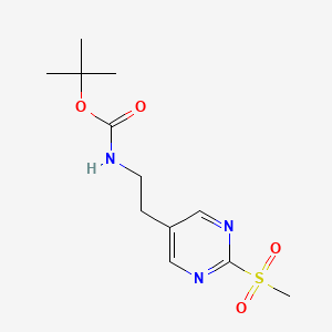 molecular formula C12H19N3O4S B2902606 Tert-butyl N-[2-(2-methylsulfonylpyrimidin-5-yl)ethyl]carbamate CAS No. 2287298-97-7