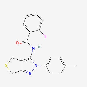 molecular formula C19H16IN3OS B2902625 2-iodo-N-[2-(4-methylphenyl)-4,6-dihydrothieno[3,4-c]pyrazol-3-yl]benzamide CAS No. 396720-46-0