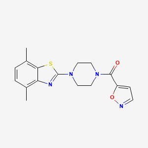 molecular formula C17H18N4O2S B2902632 (4-(4,7-Dimethylbenzo[d]thiazol-2-yl)piperazin-1-yl)(isoxazol-5-yl)methanone CAS No. 919847-00-0
