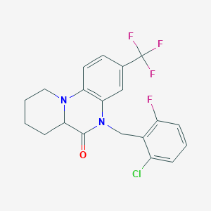 molecular formula C20H17ClF4N2O B2902640 5-[(2-chloro-6-fluorophenyl)methyl]-3-(trifluoromethyl)-7,8,9,10-tetrahydro-6aH-pyrido[1,2-a]quinoxalin-6-one CAS No. 1008229-49-9