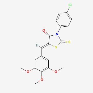 molecular formula C19H16ClNO4S2 B2902650 (Z)-3-(4-chlorophenyl)-2-thioxo-5-(3,4,5-trimethoxybenzylidene)thiazolidin-4-one CAS No. 524739-38-6