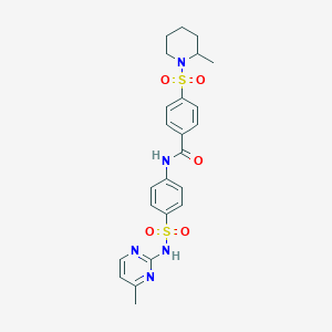 molecular formula C24H27N5O5S2 B2902653 4-((2-methylpiperidin-1-yl)sulfonyl)-N-(4-(N-(4-methylpyrimidin-2-yl)sulfamoyl)phenyl)benzamide CAS No. 868212-63-9