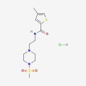 molecular formula C13H22ClN3O3S2 B2902654 4-methyl-N-(2-(4-(methylsulfonyl)piperazin-1-yl)ethyl)thiophene-2-carboxamide hydrochloride CAS No. 1351631-29-2