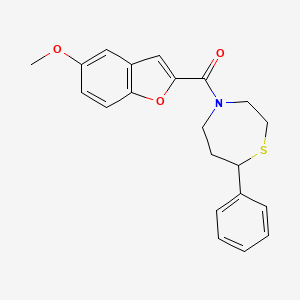 molecular formula C21H21NO3S B2902660 (5-Methoxybenzofuran-2-yl)(7-phenyl-1,4-thiazepan-4-yl)methanone CAS No. 1797092-53-5