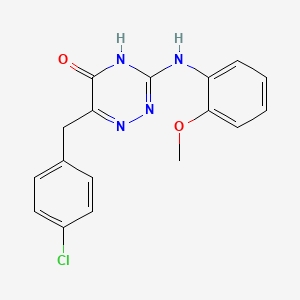 molecular formula C17H15ClN4O2 B2902667 6-(4-chlorobenzyl)-3-((2-methoxyphenyl)amino)-1,2,4-triazin-5(4H)-one CAS No. 535981-96-5