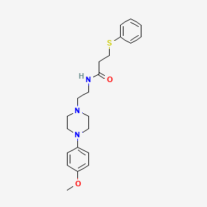 molecular formula C22H29N3O2S B2902668 N-(2-(4-(4-methoxyphenyl)piperazin-1-yl)ethyl)-3-(phenylthio)propanamide CAS No. 1210929-62-6