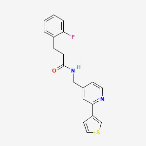 molecular formula C19H17FN2OS B2902673 3-(2-fluorophenyl)-N-((2-(thiophen-3-yl)pyridin-4-yl)methyl)propanamide CAS No. 2034476-88-3