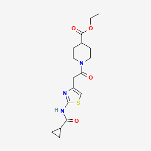 Ethyl 1-(2-(2-(cyclopropanecarboxamido)thiazol-4-yl)acetyl)piperidine-4-carboxylate