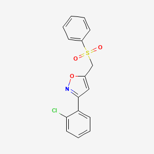 molecular formula C16H12ClNO3S B2902677 3-(2-Chlorophenyl)-5-[(phenylsulfonyl)methyl]isoxazole CAS No. 343372-67-8