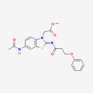 molecular formula C21H21N3O5S B2902688 (Z)-methyl 2-(6-acetamido-2-((3-phenoxypropanoyl)imino)benzo[d]thiazol-3(2H)-yl)acetate CAS No. 865199-52-6