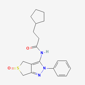 3-cyclopentyl-N-(5-oxo-2-phenyl-4,6-dihydrothieno[3,4-c]pyrazol-3-yl)propanamide