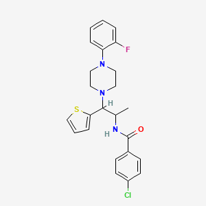 4-chloro-N-{1-[4-(2-fluorophenyl)piperazin-1-yl]-1-(thiophen-2-yl)propan-2-yl}benzamide