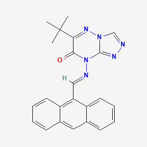 molecular formula C23H20N6O B2902754 (E)-8-((anthracen-9-ylmethylene)amino)-6-(tert-butyl)-[1,2,4]triazolo[4,3-b][1,2,4]triazin-7(8H)-one CAS No. 538338-15-7