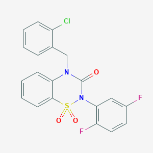 molecular formula C20H13ClF2N2O3S B2902757 4-(2-chlorobenzyl)-2-(2,5-difluorophenyl)-2H-benzo[e][1,2,4]thiadiazin-3(4H)-one 1,1-dioxide CAS No. 941899-42-9