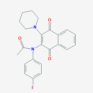 N-(1,4-dioxo-3-piperidin-1-yl-1,4-dihydronaphthalen-2-yl)-N-(4-fluorophenyl)acetamide