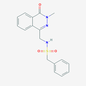 molecular formula C17H17N3O3S B2902763 N-((3-methyl-4-oxo-3,4-dihydrophthalazin-1-yl)methyl)-1-phenylmethanesulfonamide CAS No. 1396782-10-7