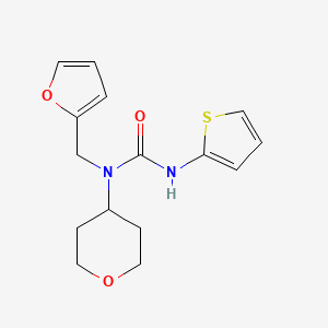 molecular formula C15H18N2O3S B2902768 1-(furan-2-ylmethyl)-1-(tetrahydro-2H-pyran-4-yl)-3-(thiophen-2-yl)urea CAS No. 1448047-11-7