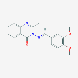 molecular formula C18H17N3O3 B290277 3-{[(1E)-(3,4-dimethoxyphenyl)methylene]amino}-2-methylquinazolin-4(3H)-one 