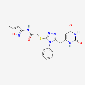 molecular formula C19H17N7O4S B2902783 2-((5-((2,6-dioxo-1,2,3,6-tetrahydropyrimidin-4-yl)methyl)-4-phenyl-4H-1,2,4-triazol-3-yl)thio)-N-(5-methylisoxazol-3-yl)acetamide CAS No. 852047-08-6