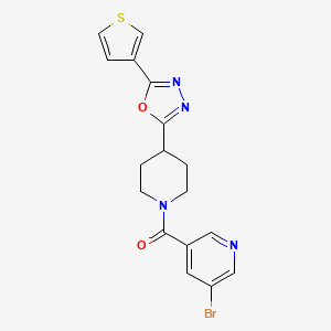 molecular formula C17H15BrN4O2S B2902785 (5-Bromopyridin-3-yl)(4-(5-(thiophen-3-yl)-1,3,4-oxadiazol-2-yl)piperidin-1-yl)methanone CAS No. 1448066-99-6
