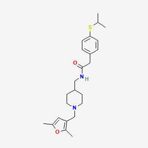 molecular formula C24H34N2O2S B2902786 N-((1-((2,5-dimethylfuran-3-yl)methyl)piperidin-4-yl)methyl)-2-(4-(isopropylthio)phenyl)acetamide CAS No. 1235222-45-3